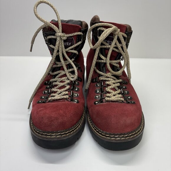 VTG Westway Red Suede Hiking Boots Mountaineer Style Womens 7 Gorpcore Cabincore - Picture 2 of 10